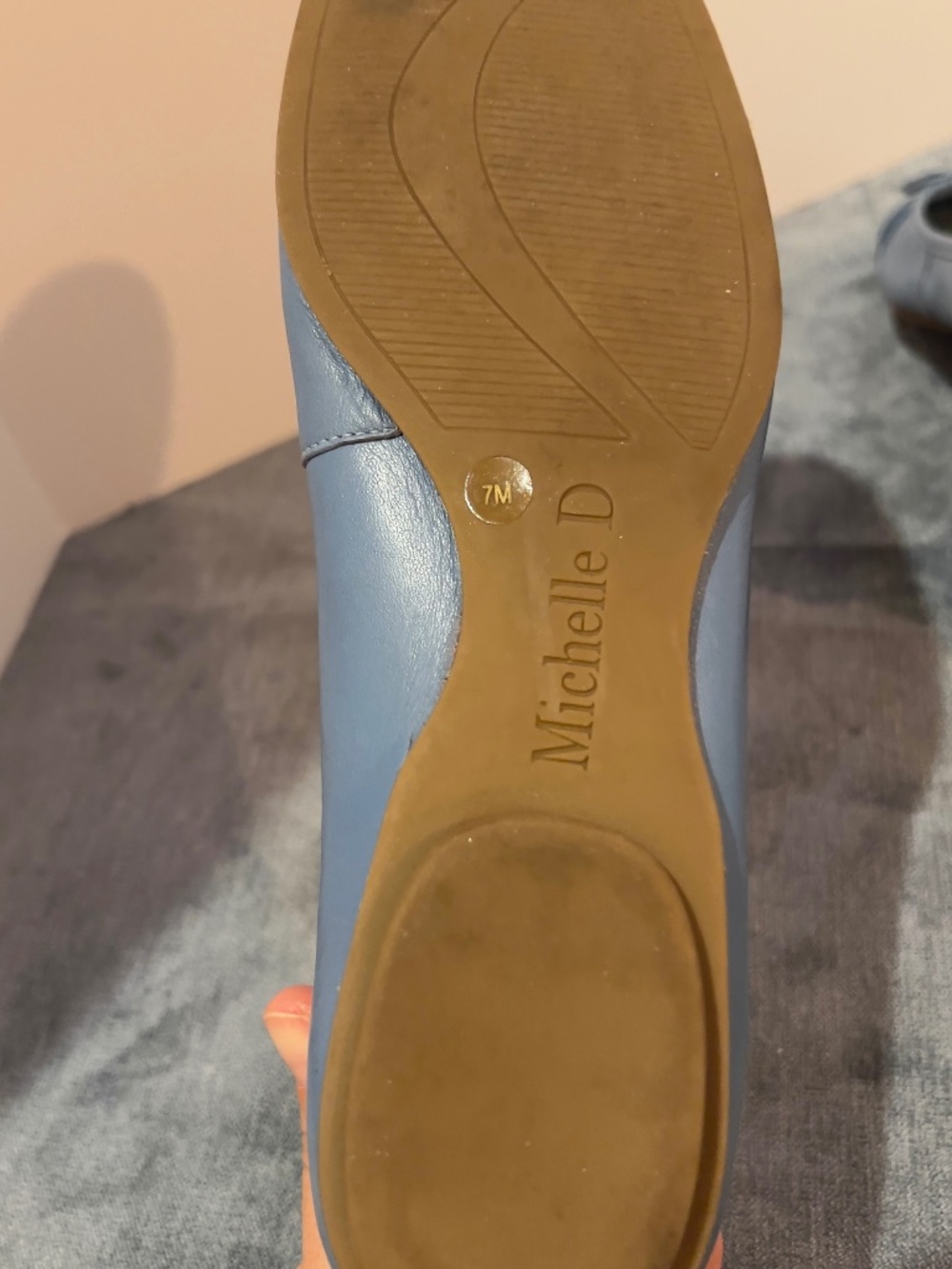 Michelle D. light blue ruched toe flats, size 7N